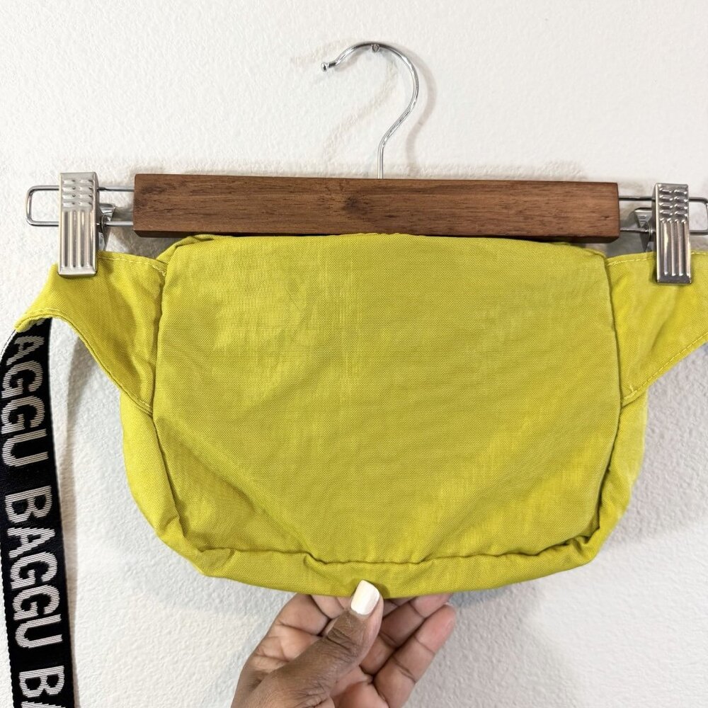Baggu Fanny Pack Chartreuse OG White Logo Strap Double Zip Crossbody Bag Travel - Picture 14 of 16